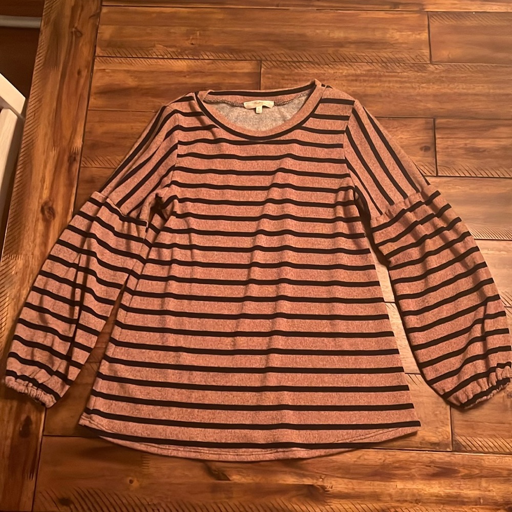 Brown and Black Striped Sweater. Small